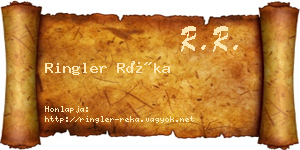 Ringler Réka névjegykártya